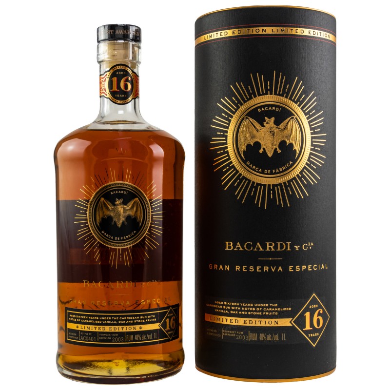 Bacardi 16 Years Old Gran Reserva Especial Limited Edition 45% Vol. 1 Liter in Geschenkbox  hier bestellen.