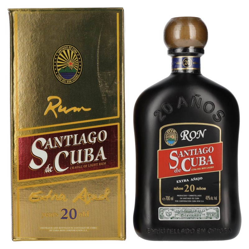 Ron Santiago de Cuba Extra Anejo 20 Anos 40% Vol. 0,7 Liter hier bestellen.