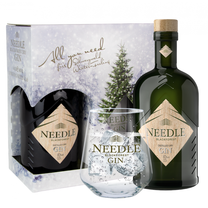 Needle Blackforest Distilled Dry Gin 40% Vol. 0,5 Liter Edition Winter mit Glas bei Premium-Rum.de bestellen.