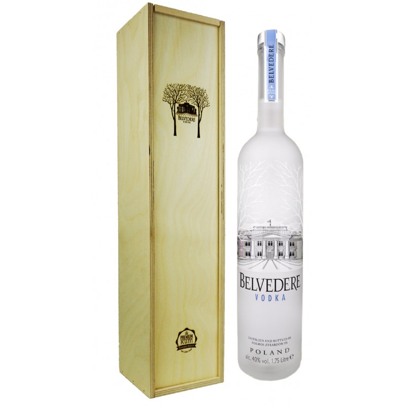 Belvedere Vodka mit LED Beleuchtung in Holzbox 40% Vol. 1,75 Liter
