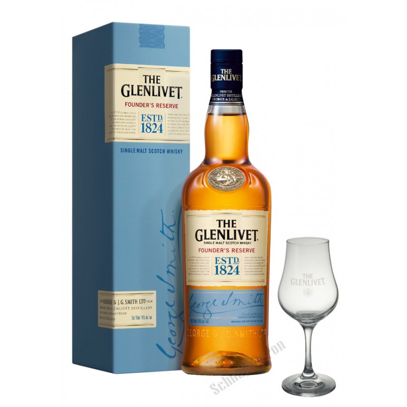 The Glenlivet Founders Reserve Single Malt Scotch Whisky Set mit Nosingglas 0,7 Liter