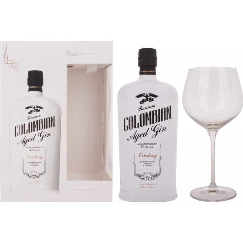 Dictador Ortodoxy Colombian Aged White Gin 0,7l Geschenkset mit Glas