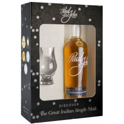 Paul John BOLD Peated Indian Single Malt Whisky 46% Vol. 0,7 Liter im Geschenkset mit Glas