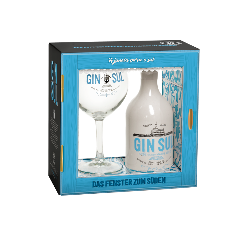 Gin Sul Dry Gin 43% Vol. 0,5 Liter im Geschenkarton mit Glas bei Premium-Rum.de bestellen.