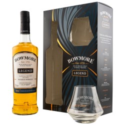 Bowmore LEGEND Islay Single Malt 40% Vol. 0,7 Liter im Geschenkset mit Glas bei Premium-Rum.de bestellen.